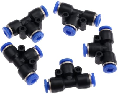 Dailygoods- Snelkoppelingsslang 5 Stuks - 3-Weg T-Verbindingsstukken - Push-In Connector - Slangaansluiting - Aansluiting voor Tuinslang - Kunststof Materiaal