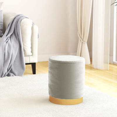 vidaXL - Hocker - met - opbergruimte - rond - fluweel - 31 - x - 37 - cm - lichtgrijs
