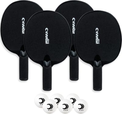 Tafeltennis Set - Pingpong Rackets - Sportief Spel - Onbreekbare Constructie - 4 Spelers - Zwart