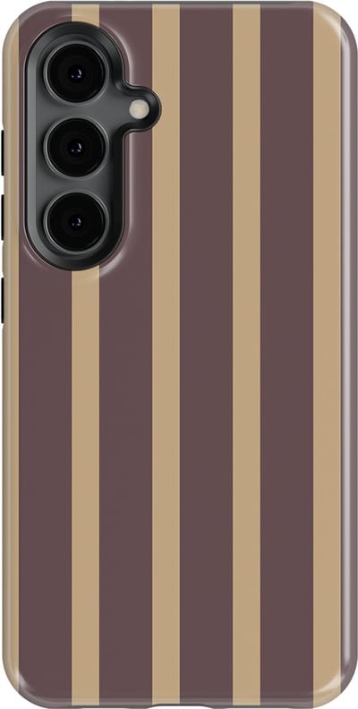 DripCase Gestreept Hoesje Samsung Galaxy S24 | Backcover met Mag | Stripes Motief | Trendy Case Samsung Galaxy S24 met Strepen Velvet Praline