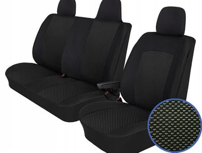 COMFORT Autostoelhoes Set - Op maat gemaakt - Geschikt voor Citroen Jumpy III vanaf 2016 - 8-persoons (1+1, 1+2, 3) - Jacquard - T06 Antraciet/Zwart