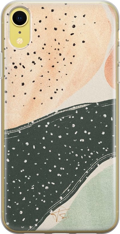 Hoesje geschikt voor iPhone XR - Abstract peach - Soft Case - TPU - Print - Multi - Mooie Telefoonhoesjes