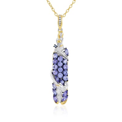 Cavill - Zilveren Ketting met Tanzaniet 2,394 ct - 925 Sterling Zilver Verguld - Marquise en Ronde Slijpsel - Blauw Saffier Accent - Elegant Sieraad