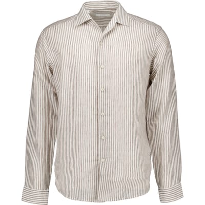 Eton Striped Linen Shirt Lange Mouw Overhemden Beige 100014794