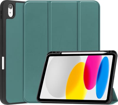 Hoes - Geschikt voor Apple iPad A16/A18 (2022/2025/2026) - 10.9 & 11 inch (10e, 11e & 12e generatie) - Dun & Stevig - Trifold Bookcase - Hard Cover Case - Met Uitsparing Geschikt voor Apple Pencil - Hardcover Book - Tablet Hoesje - Donkergroen