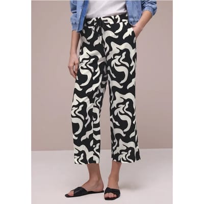 High Waist broek met Wide Legs en print