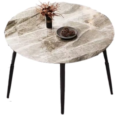 Ronde Eettafel Marmer - Eetkamertafel - Voor Eetkamer of restaurant - 80 cm - 4 personen - Grijs