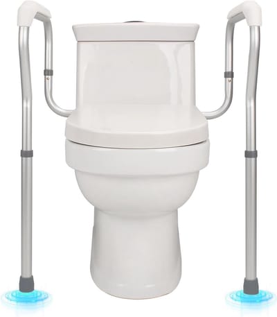 Toilet Steun - Badkamer Hulp - Veilig Opstaan - Verstelbaar In Hoogte - 5 Posities - Zilver