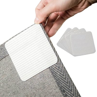 QTTVBTNA - Antislip Vloermat Pads - Veiligheid - Voorkomt Schuiven van Tapijten en Vloerkleden - Thuisgebruik - Wit - 10x10cm - 4 Stuks