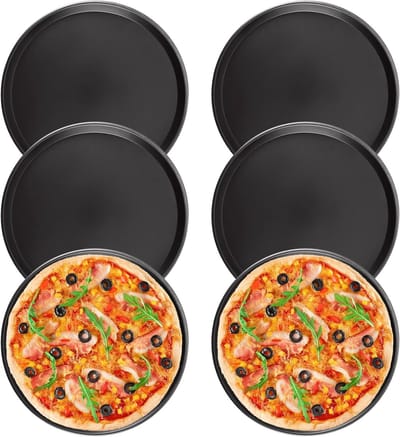 Set van 6 ronde pizza borden van 30 cm, antiaanbaklaag, ideaal voor oven en bakken, perfect voor pizza en snacks