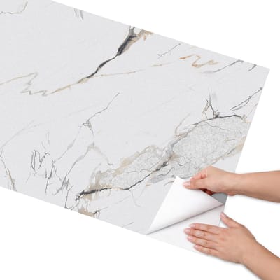Coloray Meubel Wrap Folie - Wit Meubelfolie - 65x130 cm - Wrapfolie Keuken Marmertextuur - Decoratiefolie - Minimalist Meubelfolie - Meubel Wrap Folie - Woonkamer decoratie - Texturen