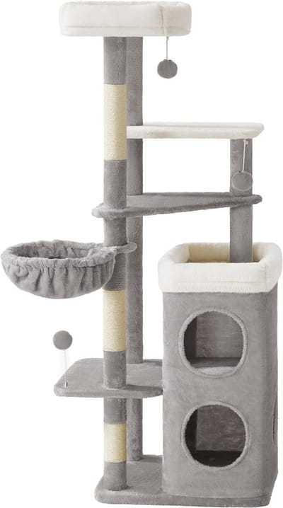 Feandrea - Krabpaal - Kattenboom - Meerdere Verdiepingen - Met Hol Hangmat en Krabstammen