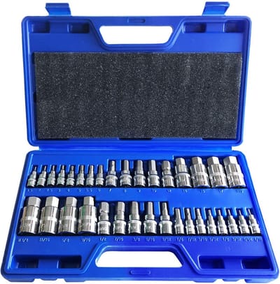 Dopsleutel Set - Zeskant Bits - Reparaties Uitvoeren - SAE en Metrisch - 34 Delig