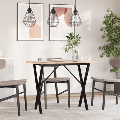vidaXL - Eettafel - X-frame - 100x50x75 - cm - massief - grenenhout - en - staal