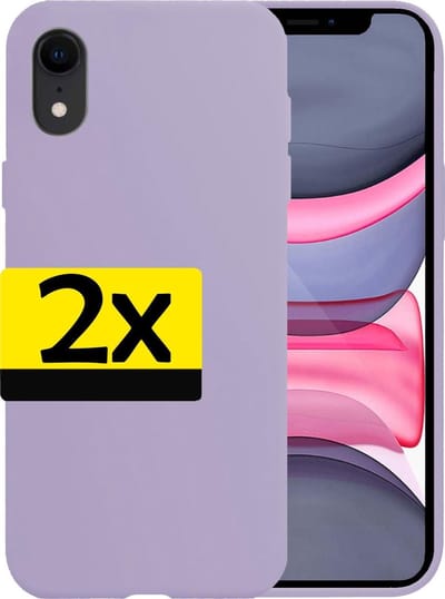 Hoesje - 2 Stuks - Geschikt voor Apple iPhone XR - Sterk & Shockproof - Case Siliconen - Back Cover - Telefoon Hoes - Telefoonhoesjes - Lila