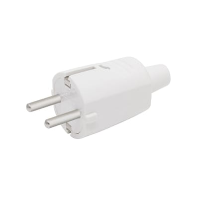 Inline Stekker Wit – Losse In-Line Netstekker Met Rubber Behuizing – Slagvaste AC Stekker 230V 16A – Montagebare Stekker Voor Snoerverbindingen En Elektrische Apparaten [05938WH]