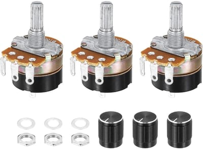 Variabele Weerstand - Potentiometer Set - Audio Volume Regeling - Lineaire Taper - 3 Stuks 100K Ohm - Zilver