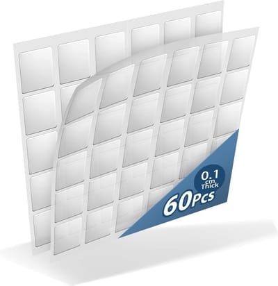 Azalia Spoorloze Dubbelzijdige Sticker voor Akoestisch Schuim, 60 Stuks, Afwasbaar, Herbruikbaar, Transparant Verwijderbaar Extra Sterk (25 * 25 * 1mm)