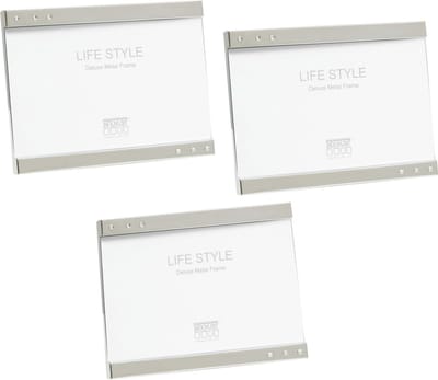 Deknudt Frames – set 3 fotolijsten - zilver metaal met glitter- voor foto 10x15cm