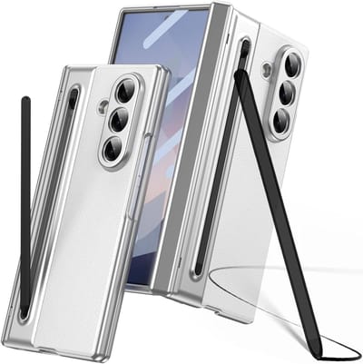 Beschermhoes voor Galaxy Z Fold 7 met ingebouwde scharnierbescherming, schermbeschermer, S Pen vervangingen en penhouder - Wit