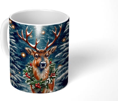 Mok - Koffiemok - Kerst - Magie - Bos - Kleurrijk - Mokken - 350 ML - Beker - Koffiemokken - Theemok