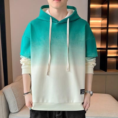 Trend Hooded Tiener Graduele Verandering Trui Heren Modieus Amerikaans Knappe Mannen Hooded Losse Lange Mouw Pullover XXL groen