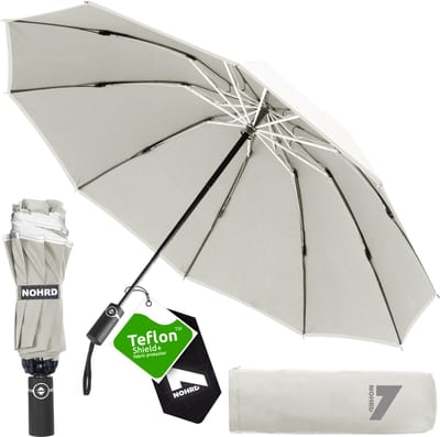 Nohrd Stormparaplu - Gebroken wit - Paraplu Opvouwbaar - Stormbestendig 108 km/h - Stormparaplu's - Automatisch In- en Uitklapbaar - Reflecterend - Paraplu's - Incl. Beschermhoes