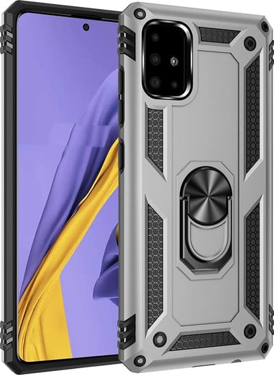 Ring Armor hoesje Geschikt voor Samsung Galaxy A71 - Zilver - Draaibare standaard - Magneet - ZT Accessoires