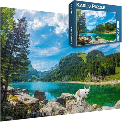 Grappige Puzzel - Kado Puzzel - Verrassend Cadeau - Nep Karton Motief - 70x50cm 1000 Stukjes - Blauw