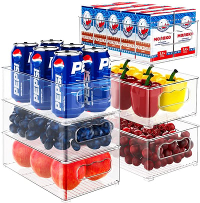 Dailygoods- Koelkastorganiser 6 stuks - Grote/Middelgrote Opbergdozen - BPA-vrij - Voorraadkast/Vriezer - Keukenorganizer - Verspilling Voorkomen