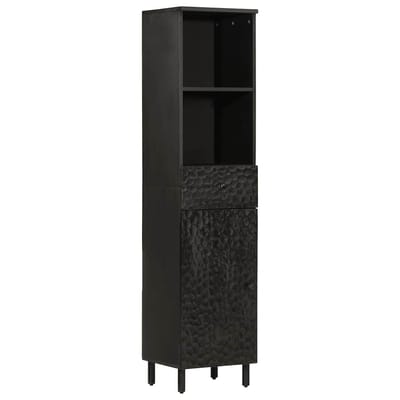 vidaXL - Badkamerkast - 38x33x160 - cm - massief - mangohout - zwart