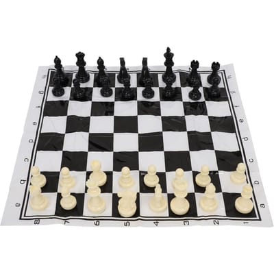 Jeu d'échecs international en plastique portable Jeu de société de divertissement médiéval Ensemble Noir & Blanc white