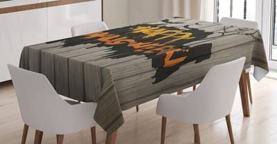ABAKUHAUS Halloween Tafelkleed – Vleermuizenkunst – 140×200 cm – Oranje/Grijs, Wasbaar