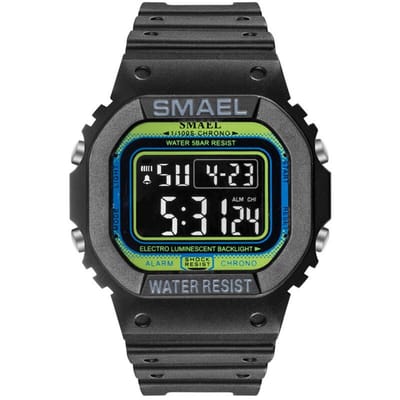 Digitaal Shockbestendig Heren Horloge Zwart groen | Smael | 1801 | Waterdicht | Glow in dark | Mud Master | Leger ARMY | Licht | Rubberen band | Timer | Eyecatcher | Master| kado