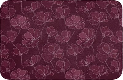 Badmat 60x40 cm - Antislip - Bloemen - Patroon - Bordeauxrood - Badmatten voor badkamer - Badkamermat - Douchemat - Badkamer mat
