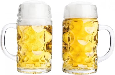 VAN WELL Beer Steins 0.5 L Set of 2 | Half Pint German Beer Stein 500ml | Beer Tankard Beer Glass Dishwasher Safe Perfect for Catering