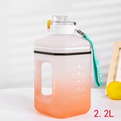 Waterfles - Waterfles - Sportwaterfles - Grote waterfles - 2,2 L - Watertemperatuur lager dan 60 graden - Gradiënt Blauw