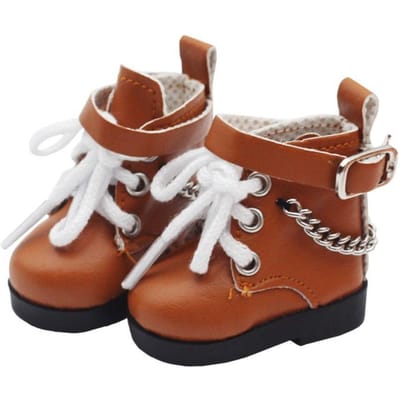 1 Paar PU Leer Mini Poppen Schoenen Ketting Schoenen Poppen Schoenen 4.5*2cm Poppen PU Schoenen 1 Paar Mini EXO Poppen Laarzen Kinderen Cadeaus lichtbruine kleur