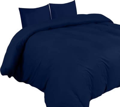 Famanu Dekbedovertrek Set - Zachte Microvezel Dekbedovertrek 155x220cm met Kussenslopen 80x80cm - Beddengoed Dekbedovertrek Set - Marineblauw
