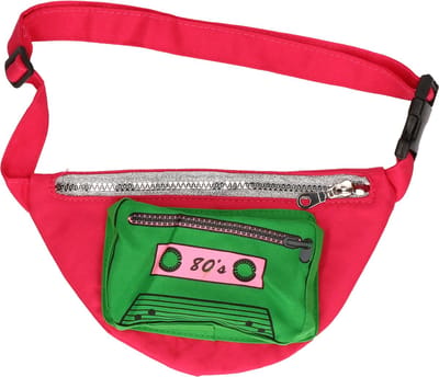 Foute 80s/90s print party heuptasje - roze - jaren 80/90 verkleed accessoires - volwassenen