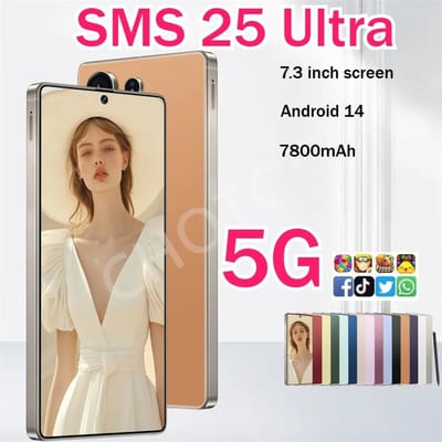 Nieuwe SMS 25 Ultra Originele 7.3HD Mobiele Telefoons 5G Dual Sim Smartphone Android 14 Global Versie Mobiele Telefoon 7800 mAh Mobiele Telefoons