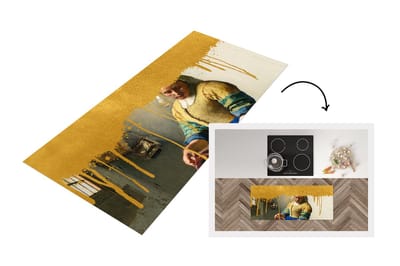 Keukenloper - Loper keuken - Melkmeisje - Goud- Vermeer - 120x50 cm - Keukenloper vinyl