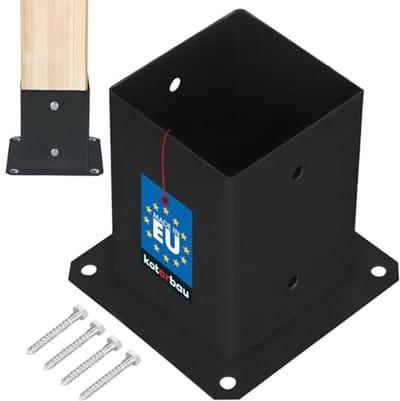 KOTARBAU® Paalvoet , Paalhouder, voor Schroefbevestiging, Gepoedercoat Staal, 100 x 100 mm, Zwart, Paalsteun, voor Houten Balken en Pavillons, Duurzaam en Weerbestendig
