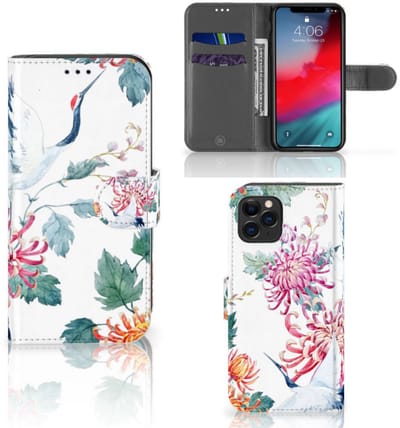 Apple iPhone 11 Pro Telefoonhoesje met Pasjes Bird Flowers
