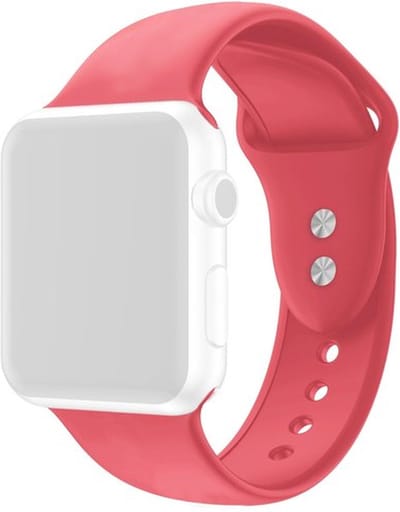 By Qubix - Geschikt voor Apple Watch bandje - Siliconen sportbandje - Koraal rood - Dubbele druksluiting - Geschikt voor Apple Watch 44mm / 45mm / 46mm / 49mm (Ultra 1,2 en 3) - siliconen sport bandje - smartwatchbandje