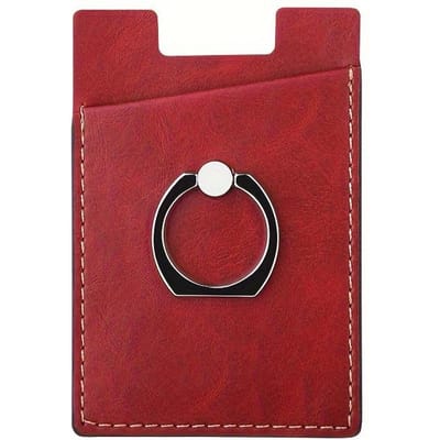 1 Pièce Anneau de Doigt Boucle Porte-Cartes en Cuir - Emportez Votre Support de Téléphone Portable avec Vous ! rouge