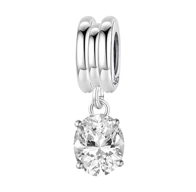 Quiges - 925 - Zilveren - Bedels -Sterling zilver - Beads - Zirkonia Kristal Druppel Kraal Charm - Geschikt – voor - alle bekende merken - Armband Z242