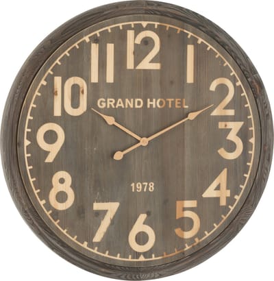 J-Line klok Grand Hotel - hout - naturel - large - Ø 79.5 cm