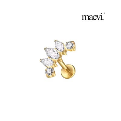 Maevi® Piercing voor Oor - Kleur: Goud - Formaat: 12 x 6 MM - Titanium - Tragus / Kraakbeen / Helix / Conch - Oorpiercing - Piercing Sieraad - Hoge Kwaliteit - Labret Piercing - Luxe Sieraad - Oorbellen