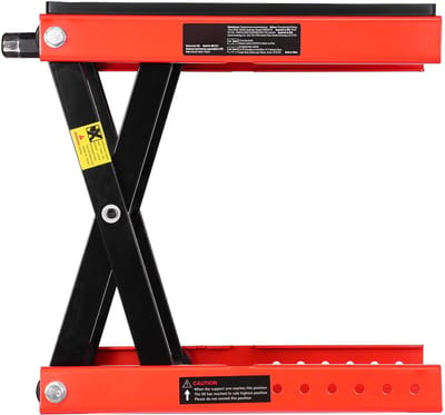 Motorlift voor motorfietsen – draagcapaciteit van 544 kg, verstelbare hoogte van 10,4 tot 38,1 cm, robuuste schaarlift van staal voor offroadmotoren en dirtbikes.